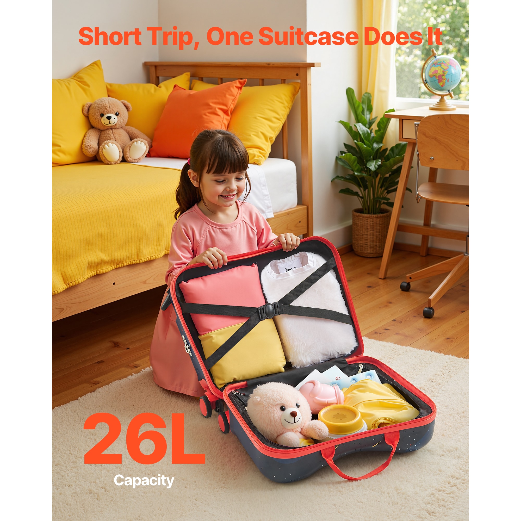Kids Ride-on Scooter Suitcase Lightweight Rolling Luggage For Travel_voghion.com